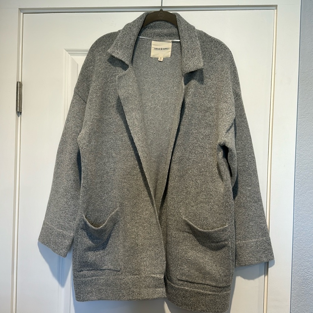 Thread & Supply Cozy Sweater Blazer in Heather Grey Size M